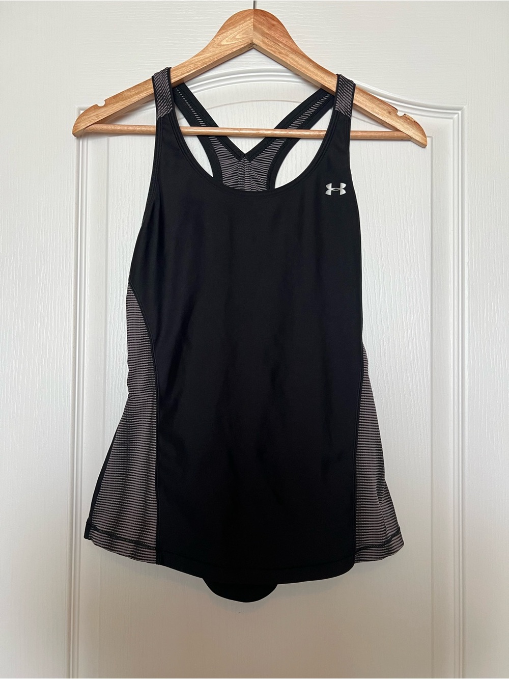 Under Armour Black Racerback Performance Tank with Striped Side Panels
